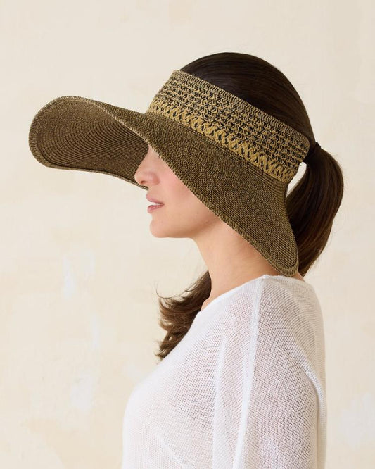 Women Hats &amp; Caps | Tommy Bahama Packable Everyday Full Coverage Visor Mixed Black