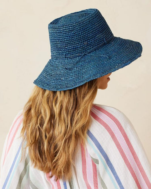 Women Hats &amp; Caps | Tommy Bahama Packable Raffia Bucket Hat Deep Water Blue