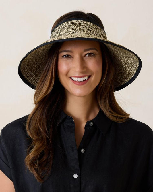 Women Hats &amp; Caps | Tommy Bahama Packable Ultra-Braid Visor Black Multi