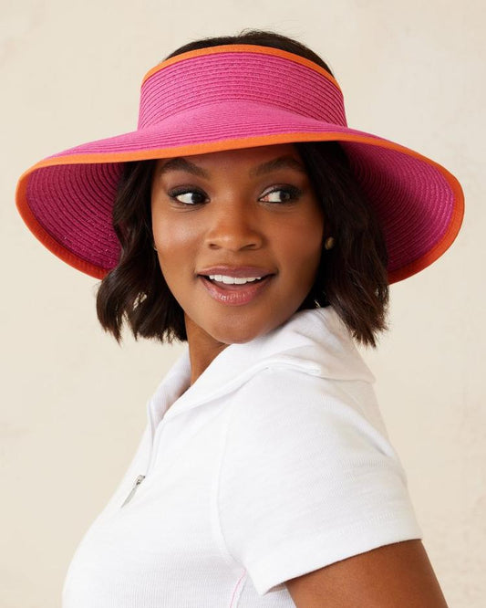 Women Hats &amp; Caps | Tommy Bahama Packable Ultra-Braid Visor Hot Pink/orange