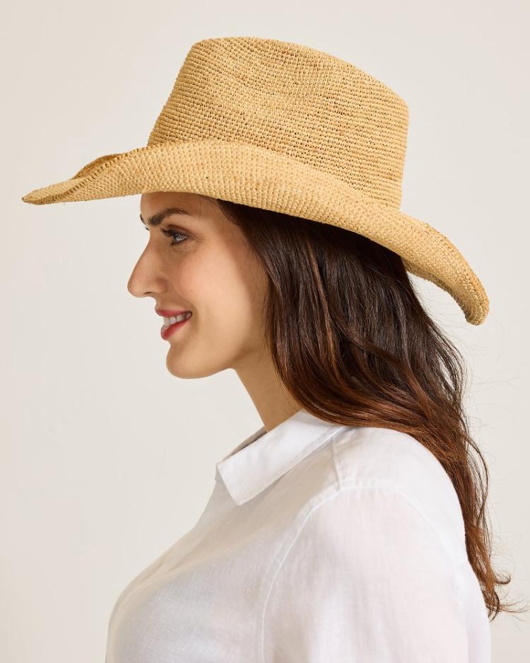 Women Hats &amp; Caps | Tommy Bahama Raffia Crochet Cowboy Hat Natural/gold