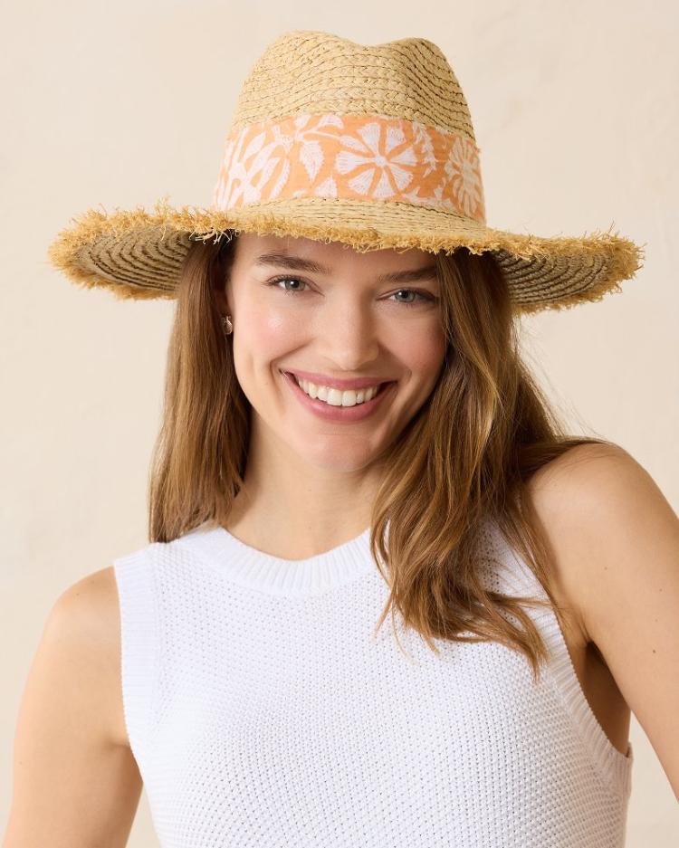 Women Hats &amp; Caps | Tommy Bahama Seaside Continental Raffia Hat Natural/coral