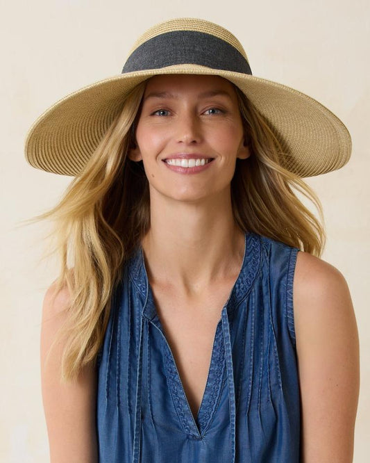 Women Hats &amp; Caps | Tommy Bahama Ultra-Braid Bow Sun Hat Charcoal