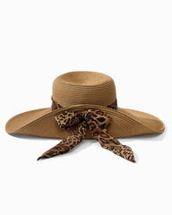 Women Hats &amp; Caps | Tommy Bahama Ultra-Braid Fold Back Bow Hat Leopard