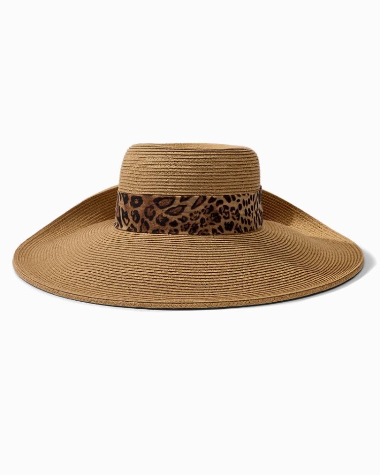 Women Hats &amp; Caps | Tommy Bahama Ultra-Braid Fold Back Bow Hat Leopard