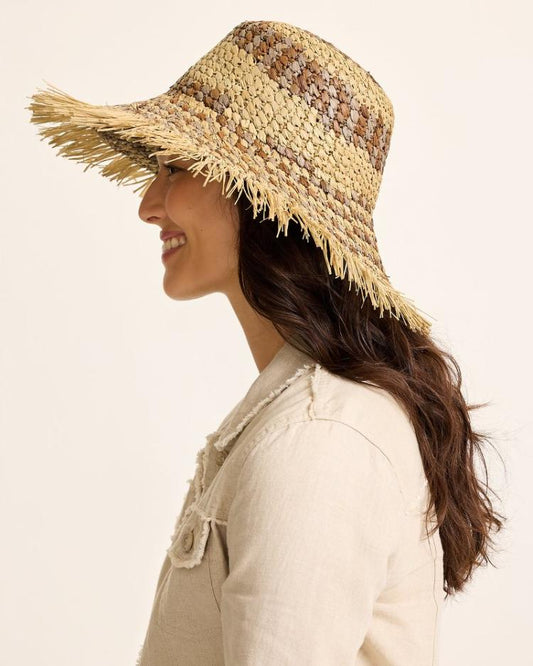 Women Hats &amp; Caps | Tommy Bahama Waverly Frayed Edge Raffia Sun Hat Brown