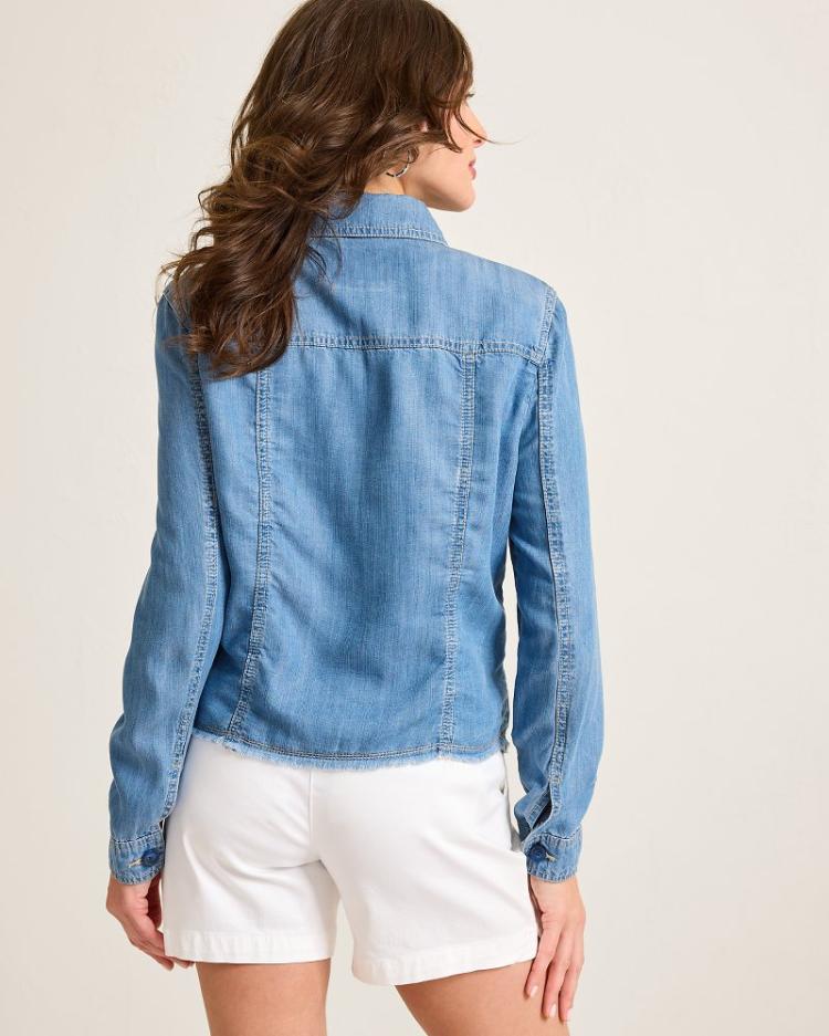 Women Jackets | Tommy Bahama Chambray O'lei Jacket Med Indigo Wash
