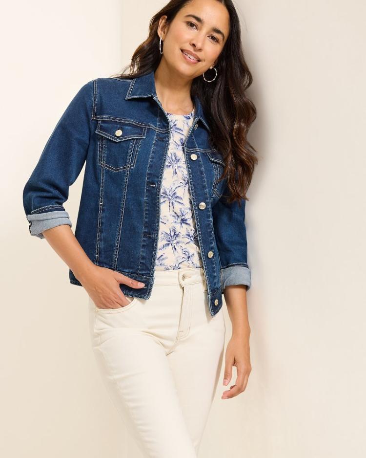 Women Jackets | Tommy Bahama Classic Jean Jacket Sunset Blue Wash