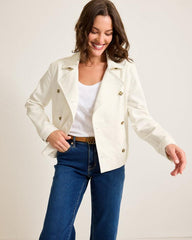 Women Jackets | Tommy Bahama Cotton Twill Cropped Peacoat White