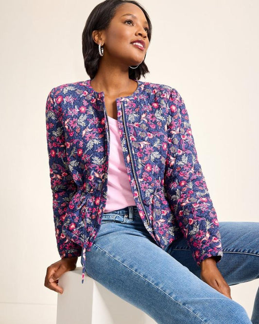 Women Jackets | Tommy Bahama Sweeping Floral Quilted Jacket Island Navy