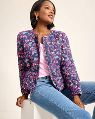 Women Jackets | Tommy Bahama Sweeping Floral Quilted Jacket Island Navy
