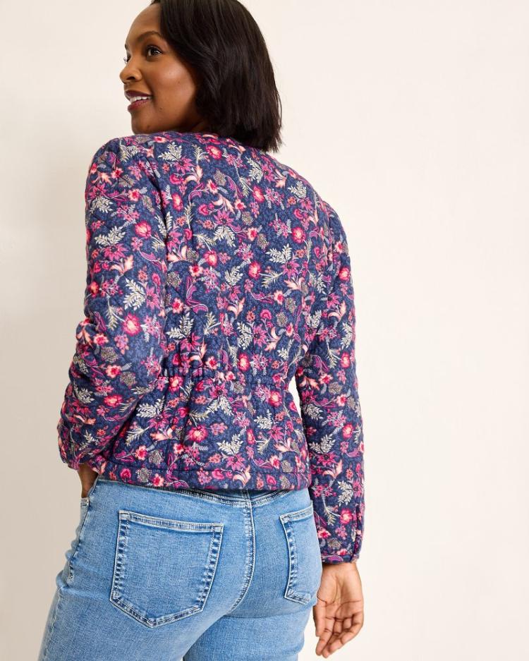 Women Jackets | Tommy Bahama Sweeping Floral Quilted Jacket Island Navy
