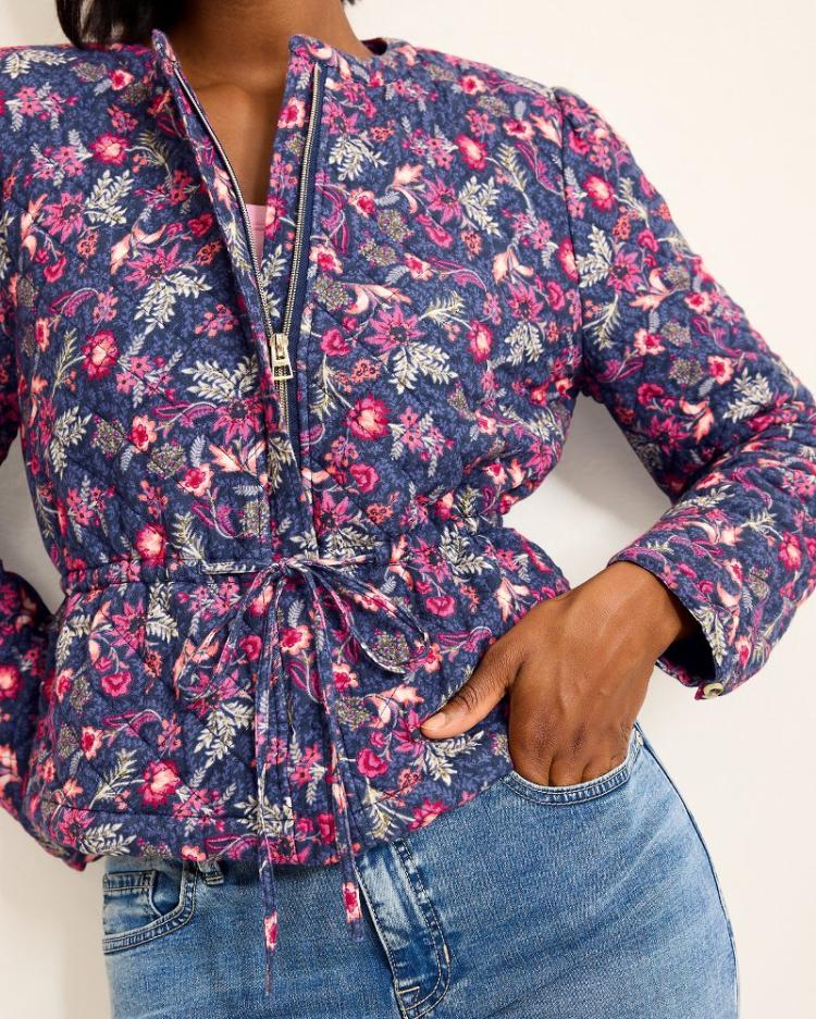 Women Jackets | Tommy Bahama Sweeping Floral Quilted Jacket Island Navy