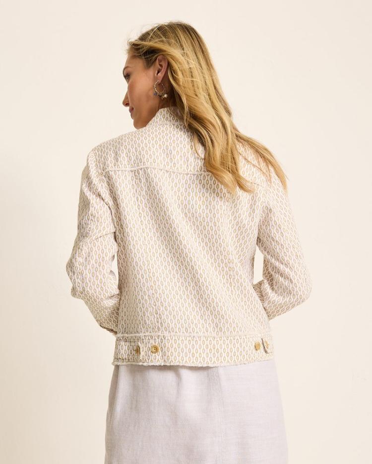 Women Jackets | Tommy Bahama Two Palms Geo Gem Linen Jacket Golden Honey