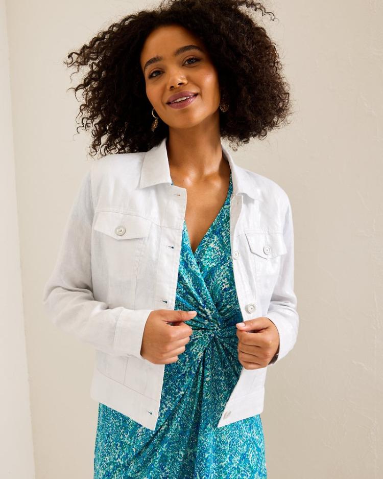 Women Jackets | Tommy Bahama Two Palms Shimmer Linen Jacket White