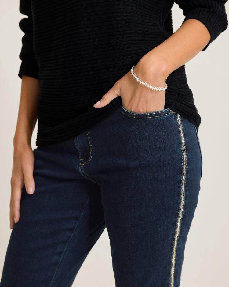 Women Jeans | Tommy Bahama Boracay® Indigo Tux High-Rise Ankle Jeans Deep Ocean Wash