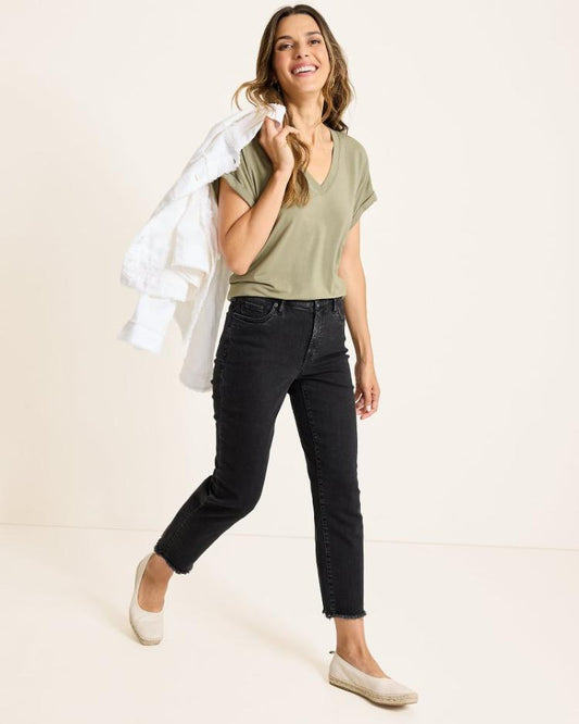 Women Jeans | Tommy Bahama High-Rise Cropped Straight-Leg Jeans Coastal Black Wash