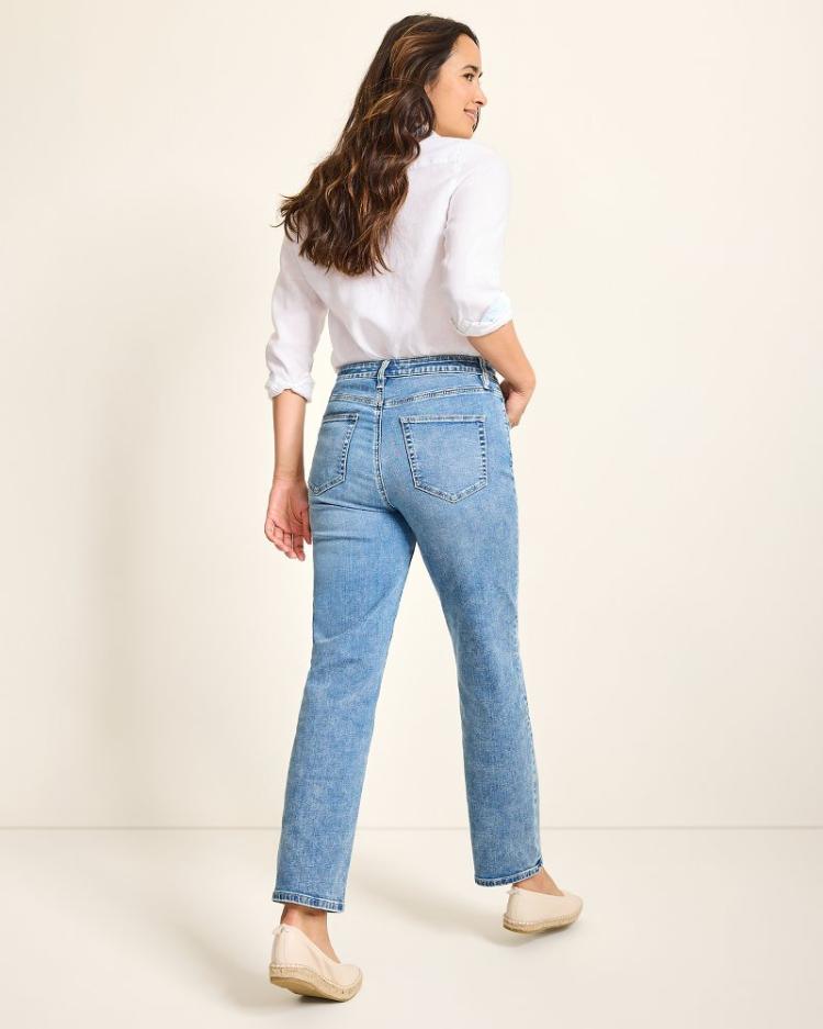 Women Jeans | Tommy Bahama High-Rise Straight-Leg Jeans Med Azul Wash
