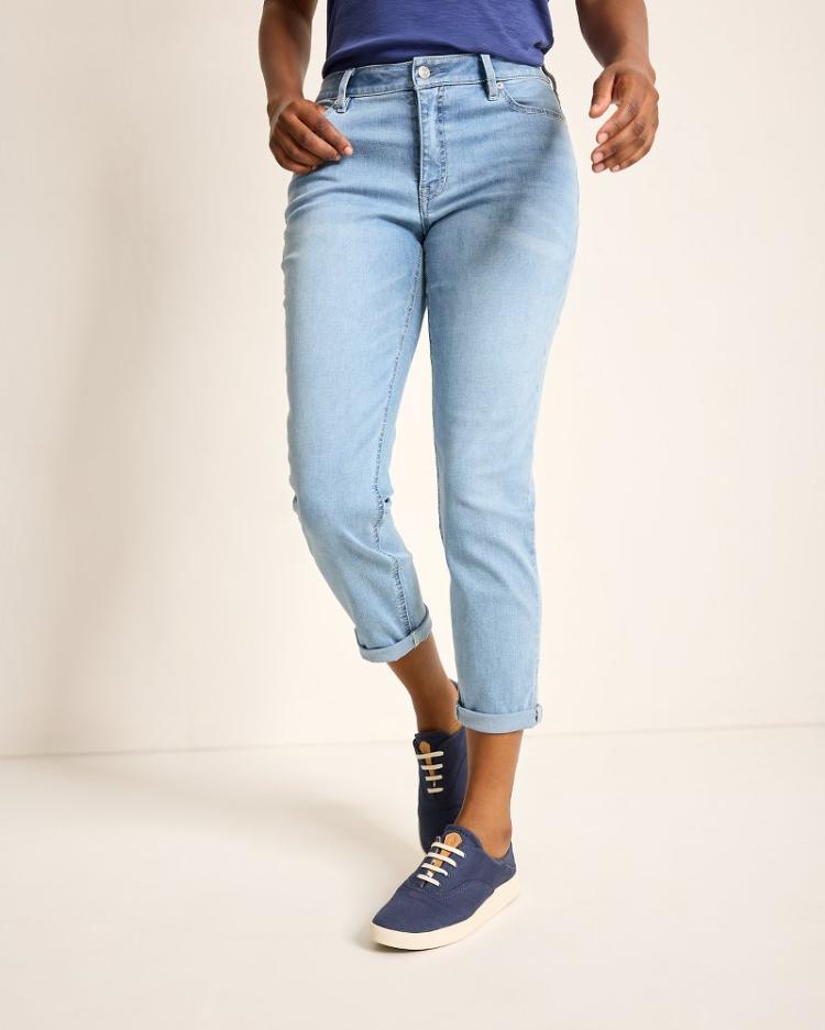 Women Jeans | Tommy Bahama Mid-Rise Boyfriend Jeans Light Bright Blue Wash