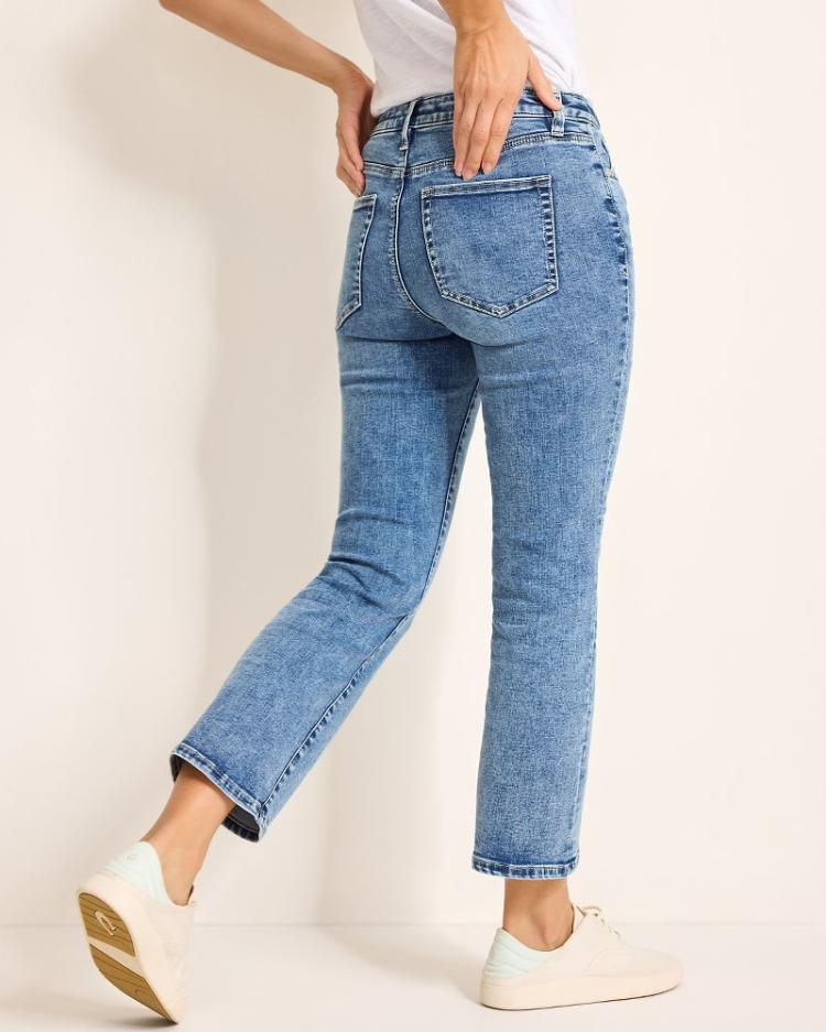 Women Jeans | Tommy Bahama Mid-Rise Cropped Mini Bootcut Jeans Med Azul Wash