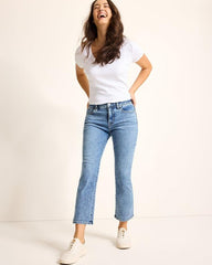 Women Jeans | Tommy Bahama Mid-Rise Cropped Mini Bootcut Jeans Med Azul Wash