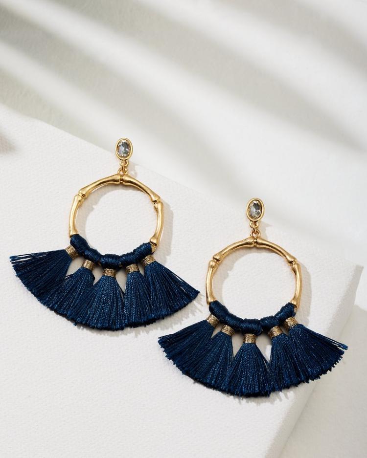Women Jewelry | Tommy Bahama Indigo Bay Bamboo Tassel Earrings Navy