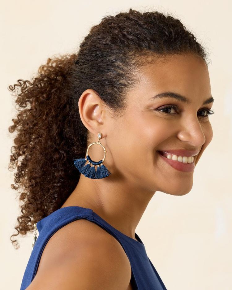 Women Jewelry | Tommy Bahama Indigo Bay Bamboo Tassel Earrings Navy
