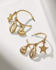 Women Jewelry | Tommy Bahama Indigo Bay Sealife Charm Hoop Earrings Gold