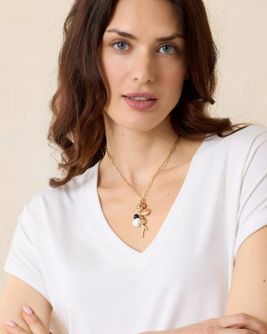 Women Jewelry | Tommy Bahama Indigo Bay Semiprecious Stone &amp; Pearl Charm Necklace Gold Multi