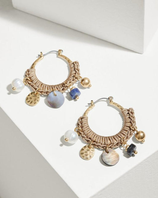 Women Jewelry | Tommy Bahama Indigo Shore Mixed Materials Charm Hoop Earrings Gold
