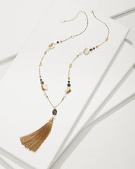 Women Jewelry | Tommy Bahama Indigo Shore Mixed Materials Tassel Necklace Gold