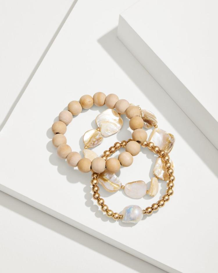 Women Jewelry | Tommy Bahama Indigo Shore Mother Of Pearl &amp; Shell Bracelet Set Gold