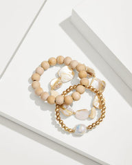 Women Jewelry | Tommy Bahama Indigo Shore Mother Of Pearl &amp; Shell Bracelet Set Gold