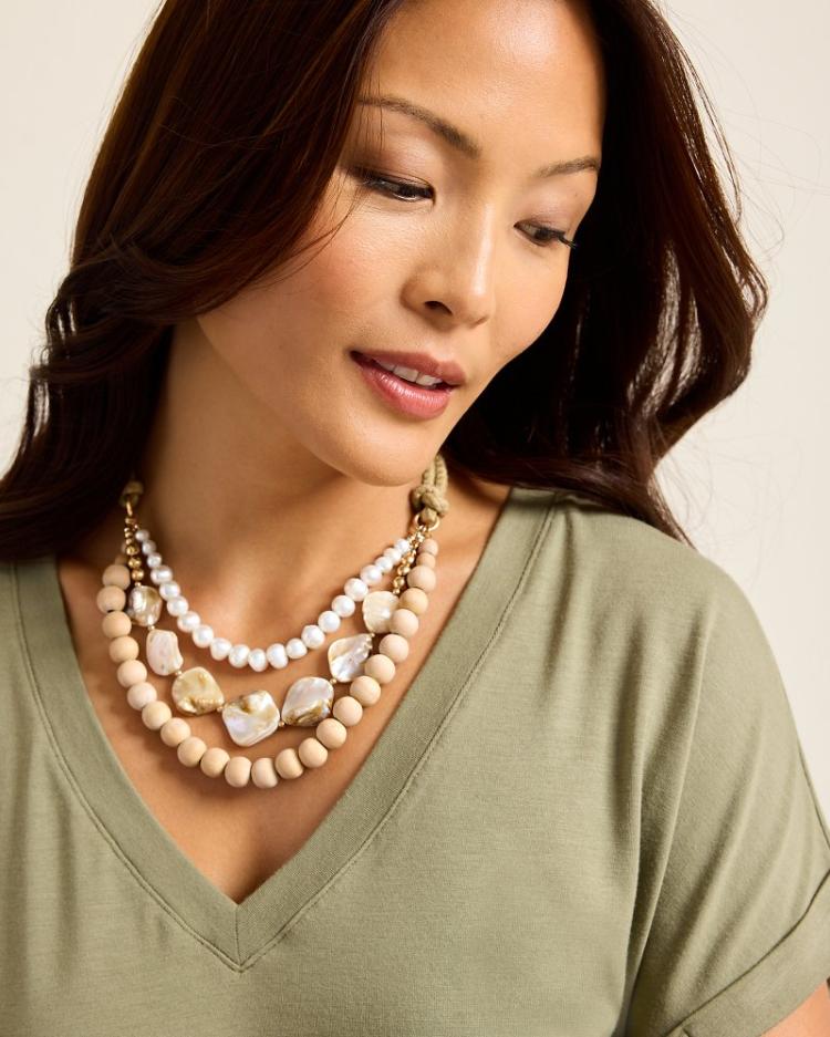 Women Jewelry | Tommy Bahama Indigo Shore Mother Of Pearl Shell Statement Necklace Gold