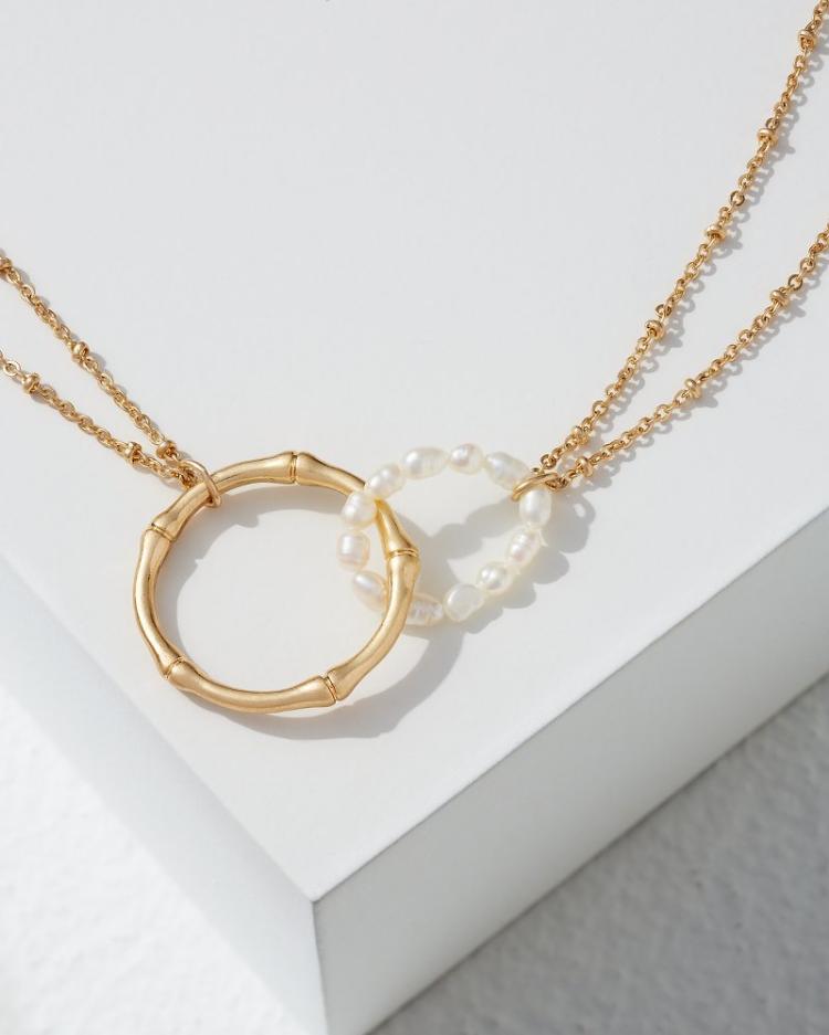 Women Jewelry | Tommy Bahama Island Essence Double Loop Bamboo Necklace Pearl