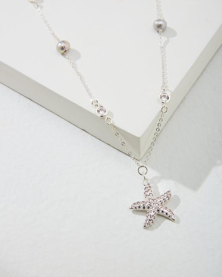 Women Jewelry | Tommy Bahama Island Essence Silver Starfish Pearl Necklace Silver
