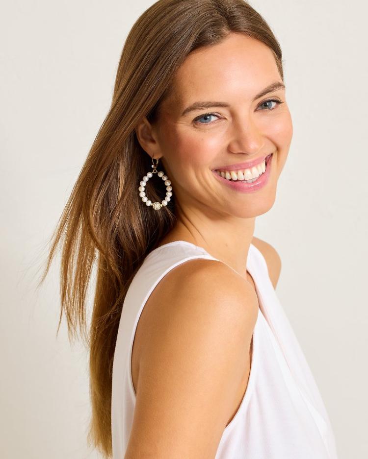 Women Jewelry | Tommy Bahama Madeira Pearl Statement Drop Hoop Earrings Gold