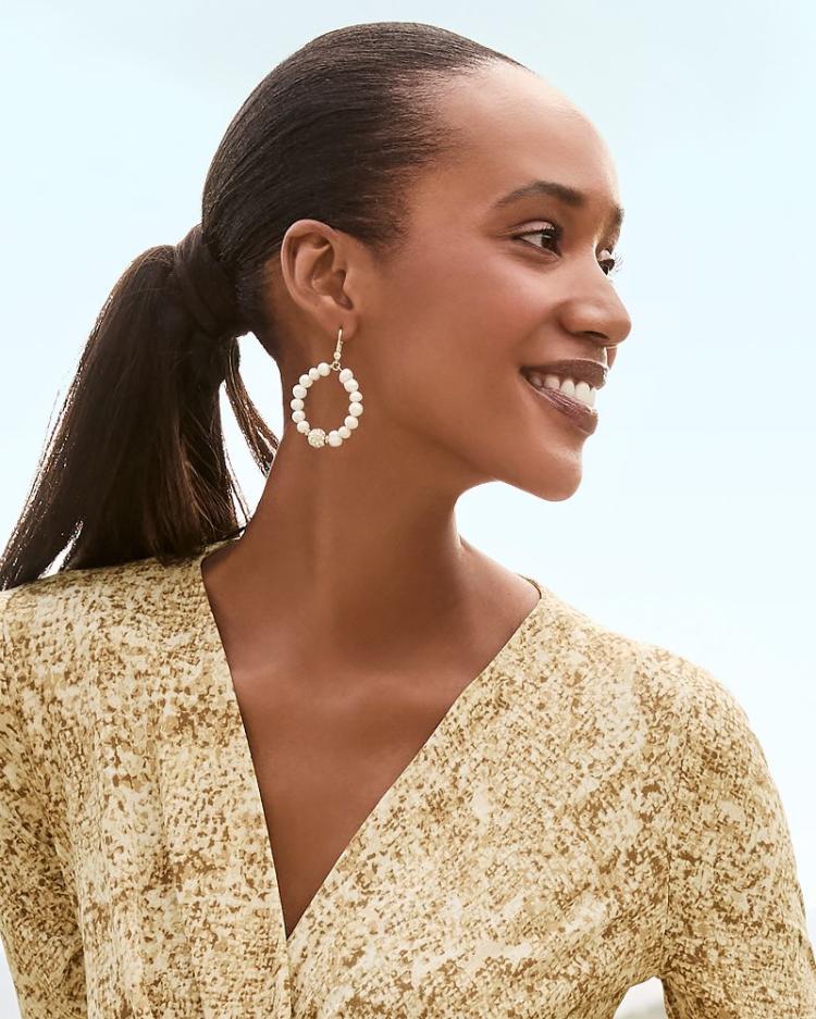 Women Jewelry | Tommy Bahama Madeira Pearl Statement Drop Hoop Earrings Gold