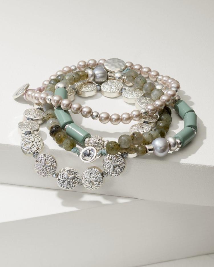 Women Jewelry | Tommy Bahama Marco Island Beaded Stretch Bracelet Set Silver