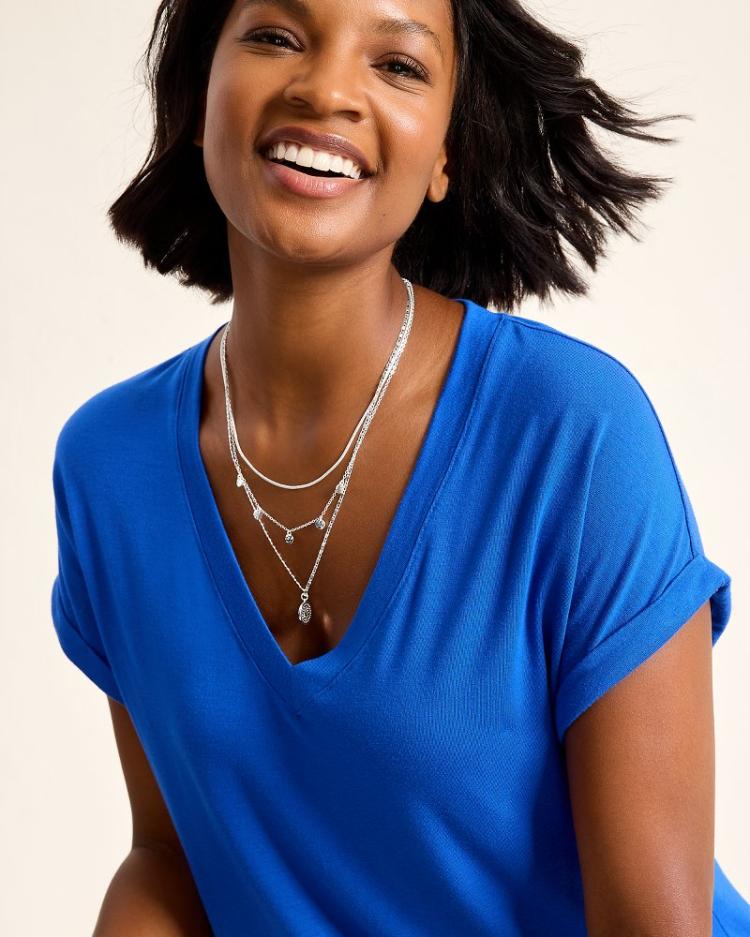 Women Jewelry | Tommy Bahama Marco Island Layered Starfish Charm Necklace Silver