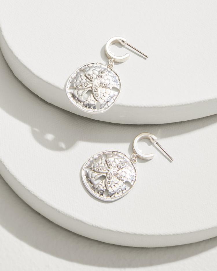 Women Jewelry | Tommy Bahama Marco Island Sand Dollar Drop Hoop Earrings Silver
