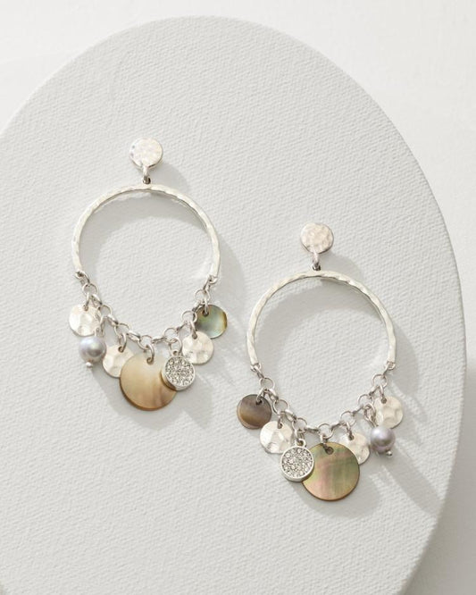 Women Jewelry | Tommy Bahama Marco Island Shell And Mother Of Pearl Drop Hoop Earrings Silver