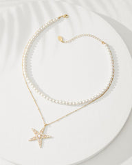 Women Jewelry | Tommy Bahama Moments In Paradise Star Layered Pearl Necklace Gold