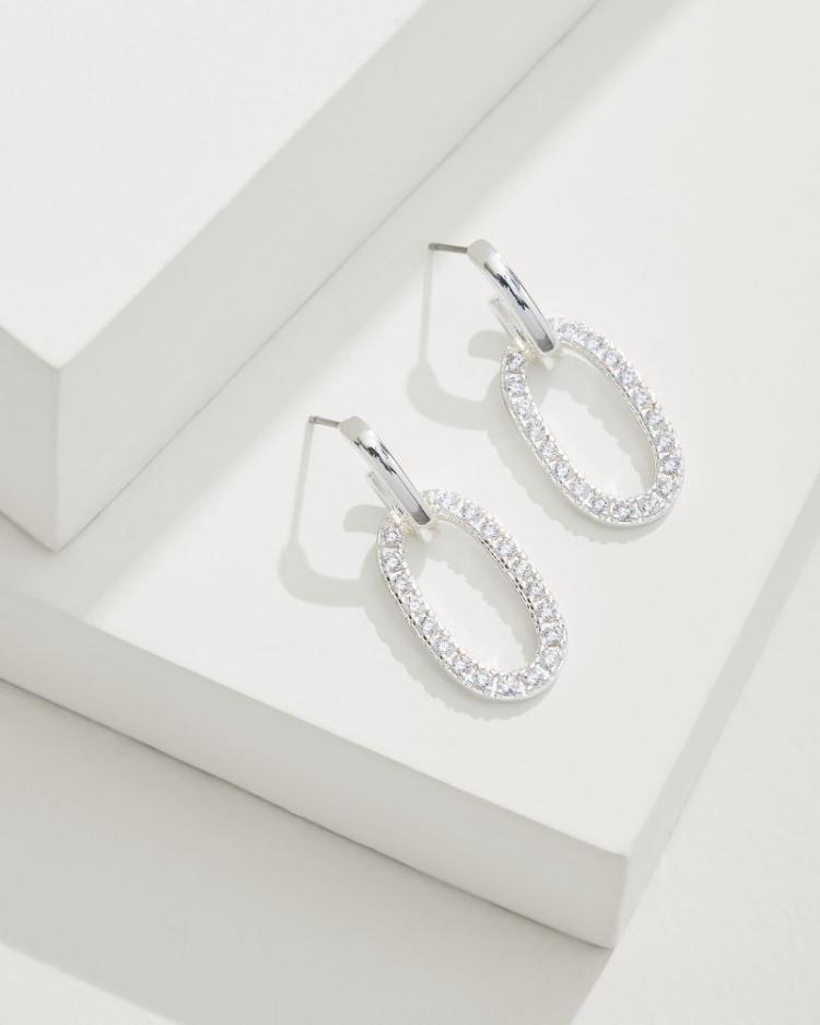 Women Jewelry | Tommy Bahama Sanibel Island Crystal Link Drop Earrings Silver