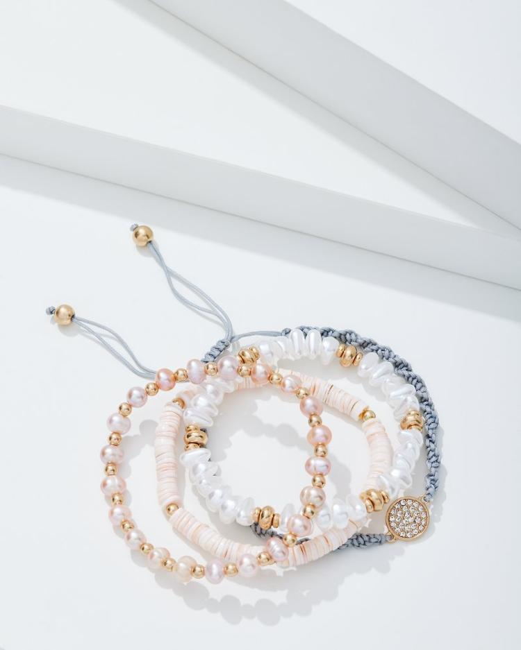 Women Jewelry | Tommy Bahama Sanibel Island Heishi And Pearl Bracelet Set Gold