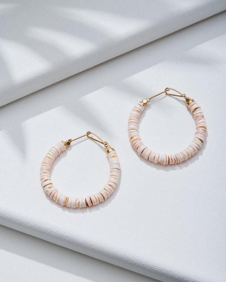 Women Jewelry | Tommy Bahama Sanibel Island Heishi Shell Hoop Earrings Pink