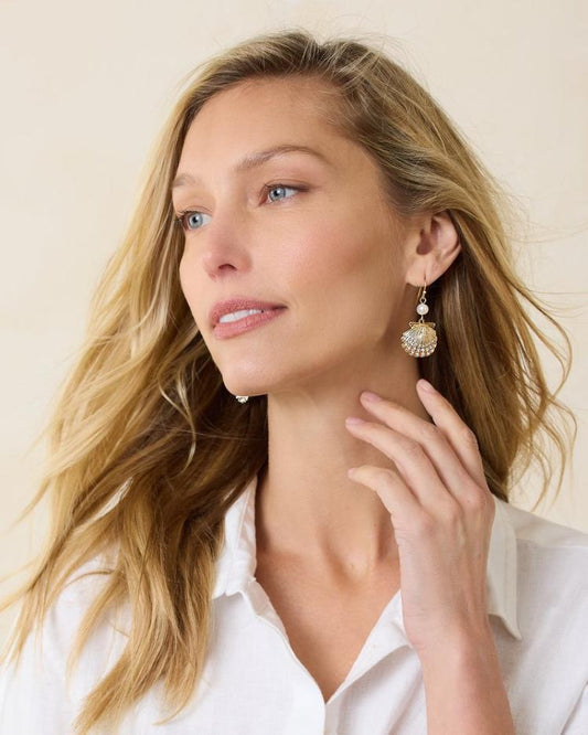 Women Jewelry | Tommy Bahama Sanibel Island Pearl And Shell Drop Earrings Gold