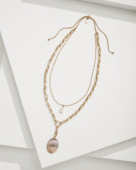 Women Jewelry | Tommy Bahama Seaside Layered Shell And Pearl Pendant Necklace Gold