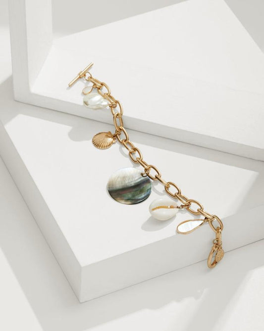 Women Jewelry | Tommy Bahama Seaside Link Shell Charm Bracelet Gold