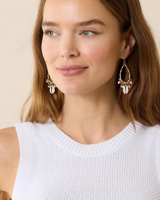 Women Jewelry | Tommy Bahama Seaside Shell Drop Hoop Charm Earrings Gold
